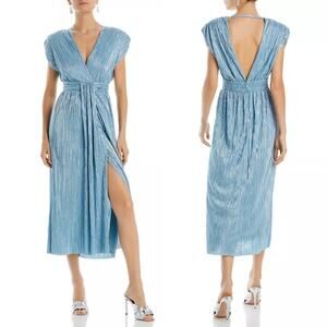 Sabina Musayev Light Blue Pleated Midi Dress